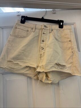 wild fable Distressed Button-Front Jean Shorts - Cream